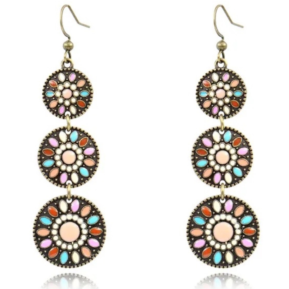 *ZADIE* Silver x Multicolor Fashion Dangle Earrings